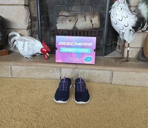 Skechers Dark Blue and Pink Athletic Shoes